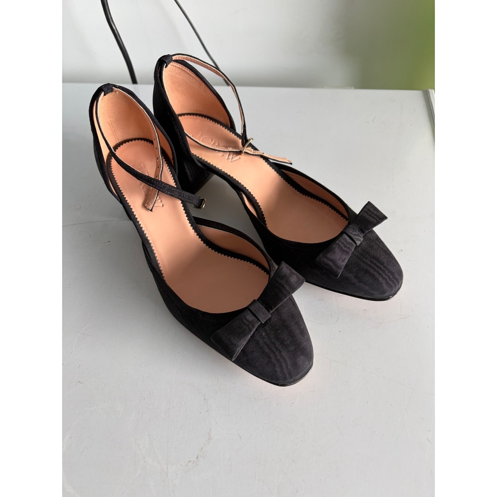 J. Crew 7.5  Black Bow Ankle-Strap Heels Beautiful